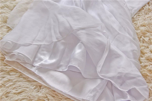 White chiffon suspender slim mini dress