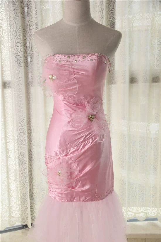 Pink organza fishtail tie maxi dress