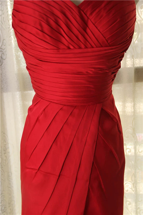 Red pleated mini dress