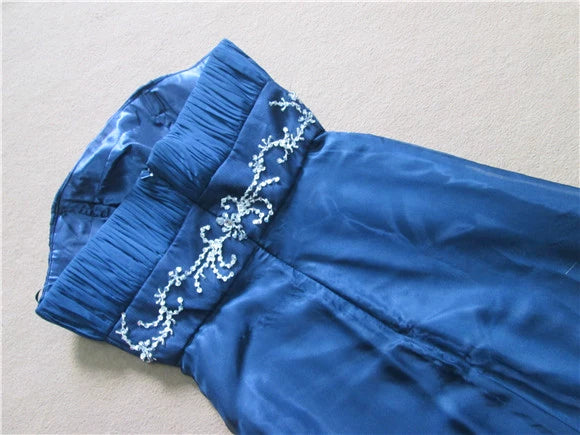 Navy blue chiffon tube top A-line maxi skirt