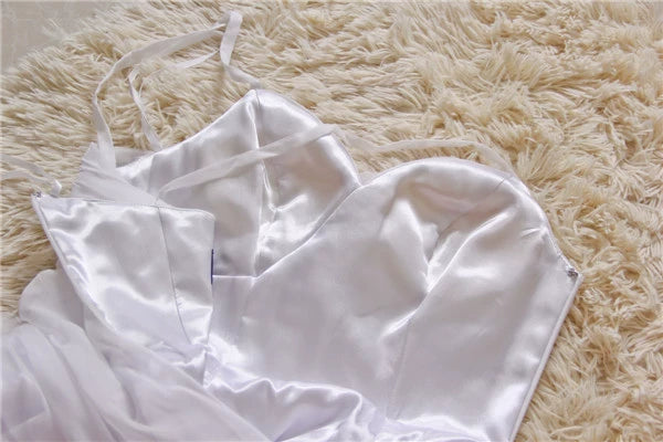 White chiffon suspender slim mini dress