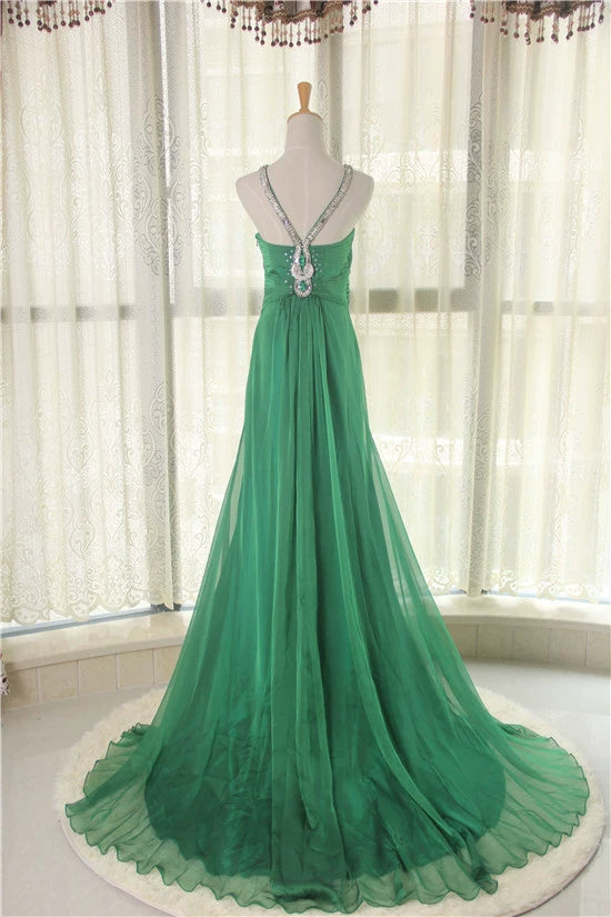 Green glass stone trailing maxi dress