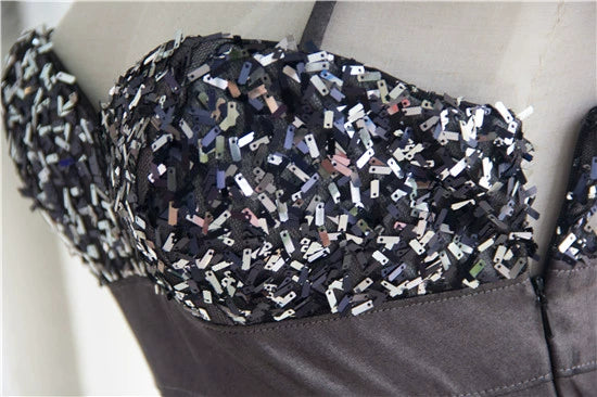 Gray sequined hip-hugging slip dress