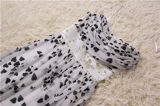 Chiffon Print Long Slip Stretch Dress