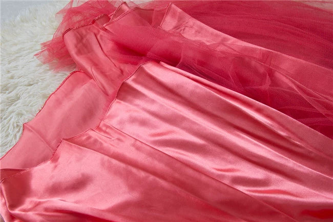 Watermelon Red Rhinestone Long Evening Dress