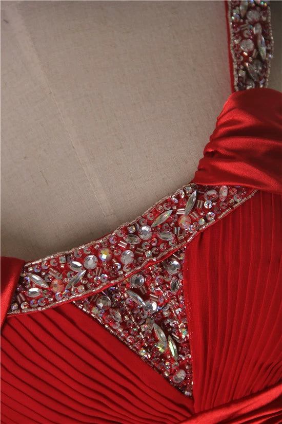 chiffon floor-length beaded maxi dress - Red/white