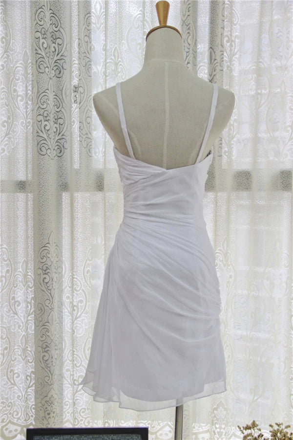 White chiffon suspender slim mini dress