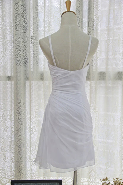 White chiffon suspender slim mini dress