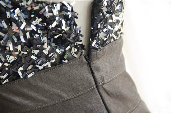 Gray sequined hip-hugging slip dress