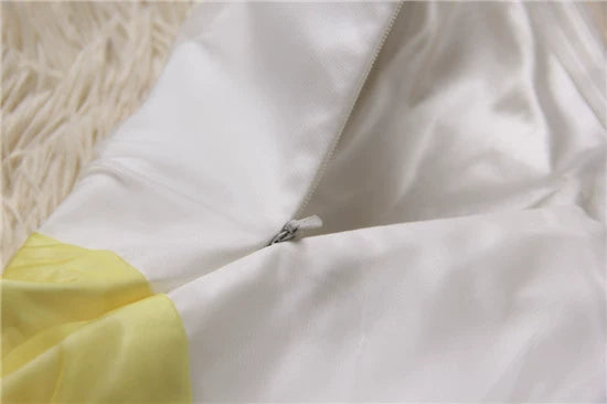 Mini abito senza spalline in chiffon giallo