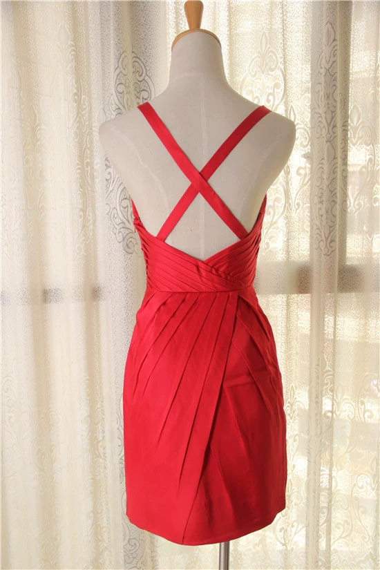 Red pleated mini dress