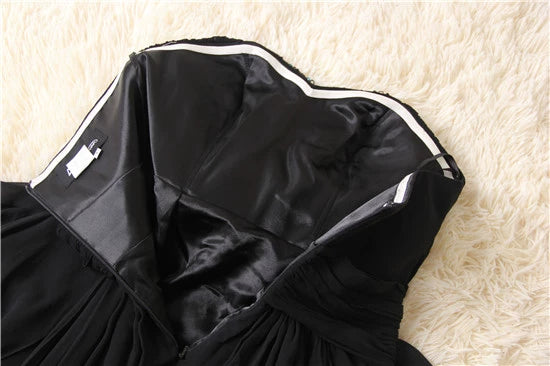 Chiffon Strapless Beaded Irregular Evening maxi Dress