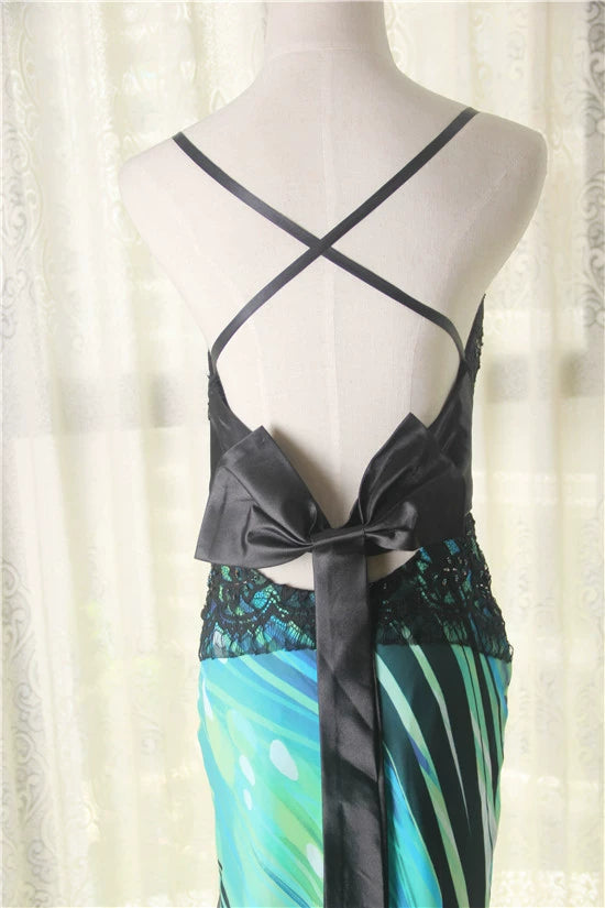 Printed backless chiffon maxi dress