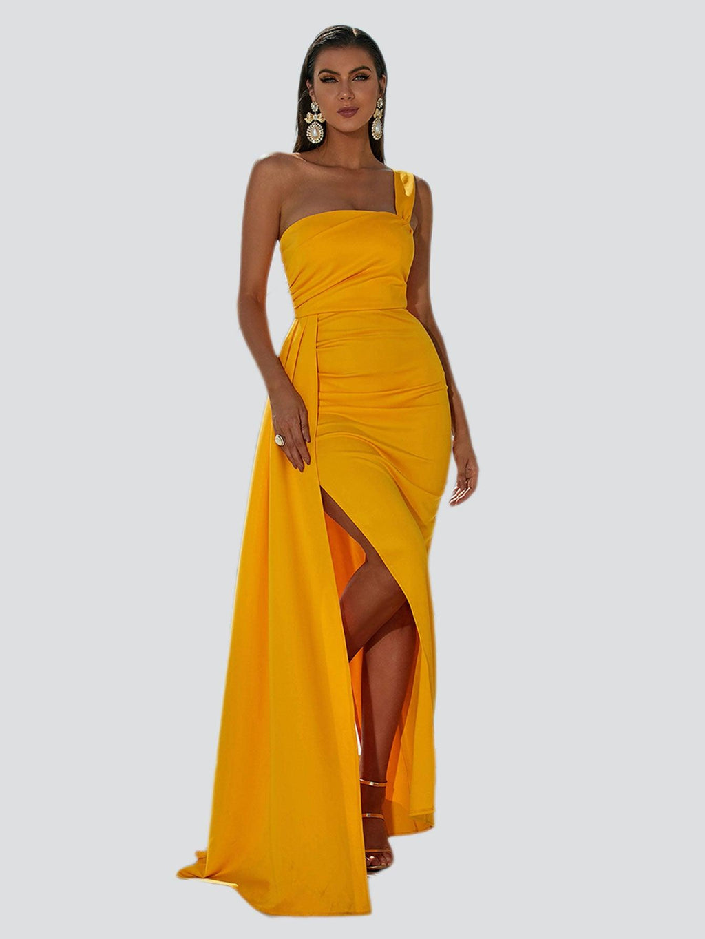 Draping Maxi Prom Dress