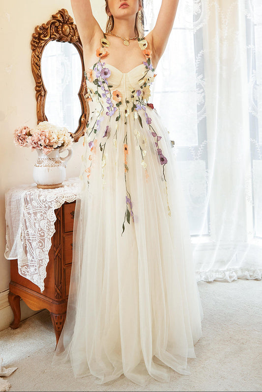 Elegant A Line Champagne Plus Size Prom Dress with Appliques