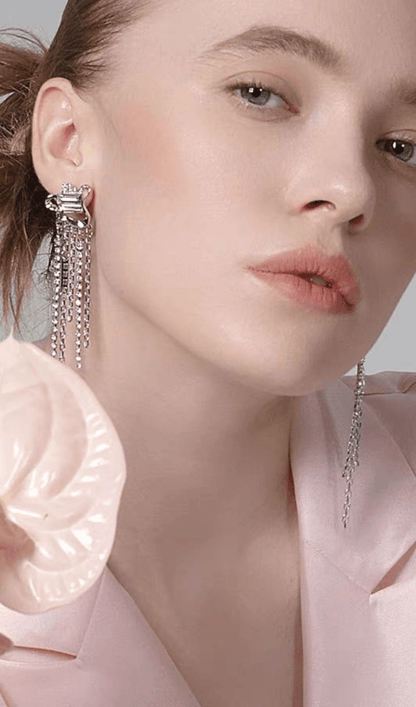 ZIRCON TASSEL EARRINGS