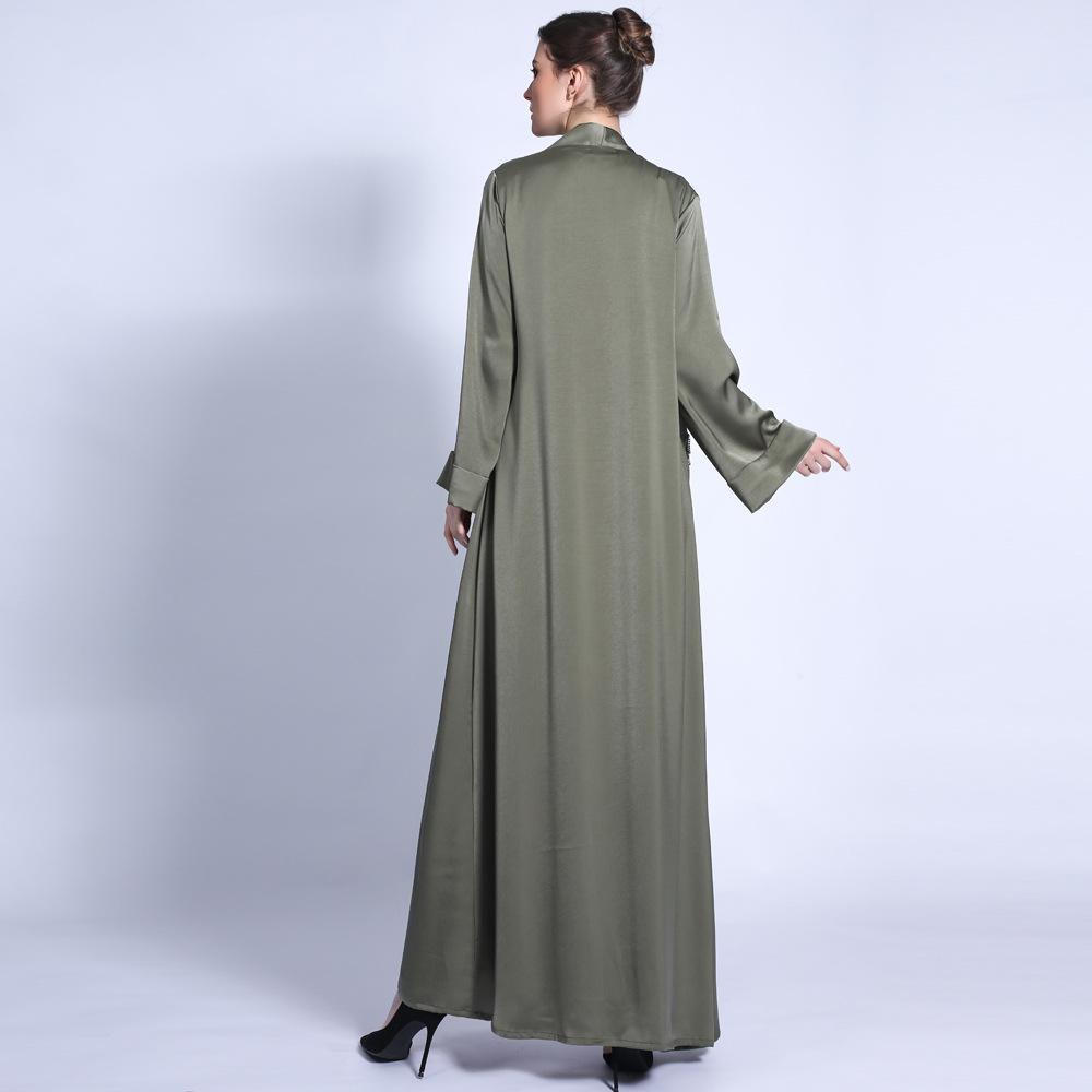 Solid Color Wide Cuff Cardigan Lace-up Dress