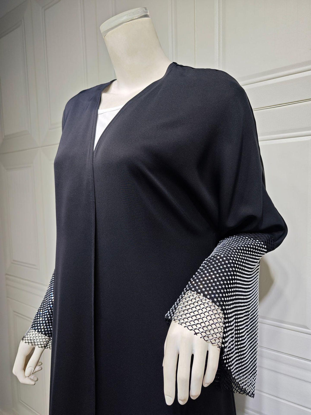 Abaya Muslim Elastic Diamond Mesh Robe