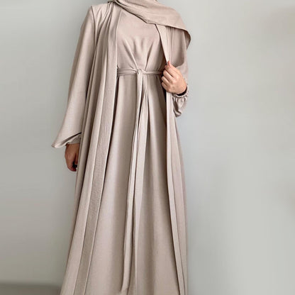 3pcs Cardigan+without  Sleeves Inner Dress+Hijab