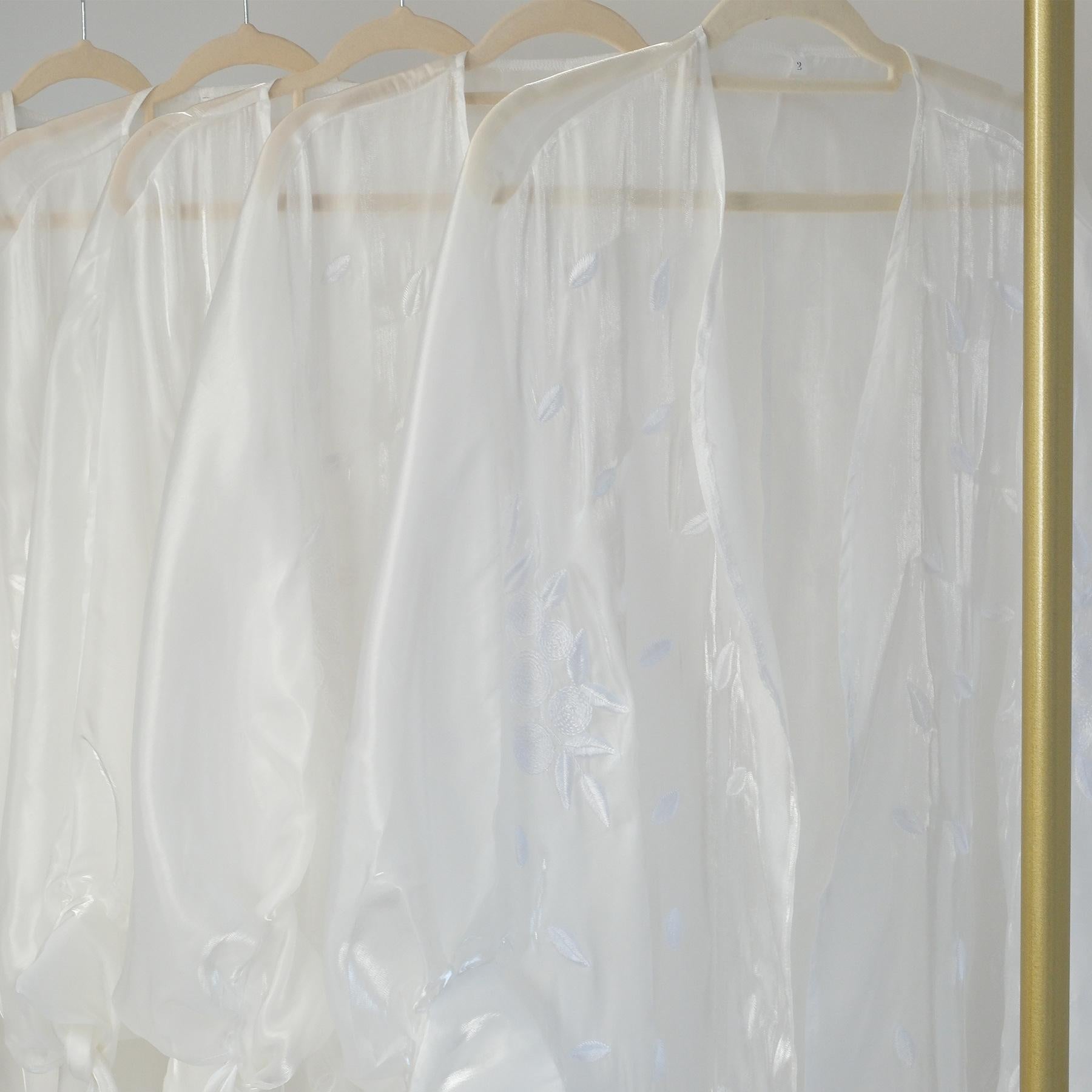 HASASERIES HS1015 1pcs Cardigan Printed Bubble Sleeves Elegant Long Skirt