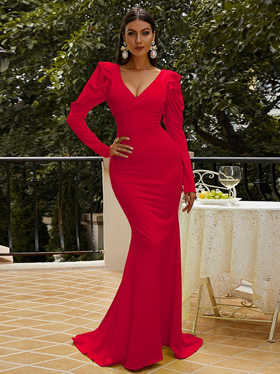 Puff Sleeve Mermaid Maxi Dress