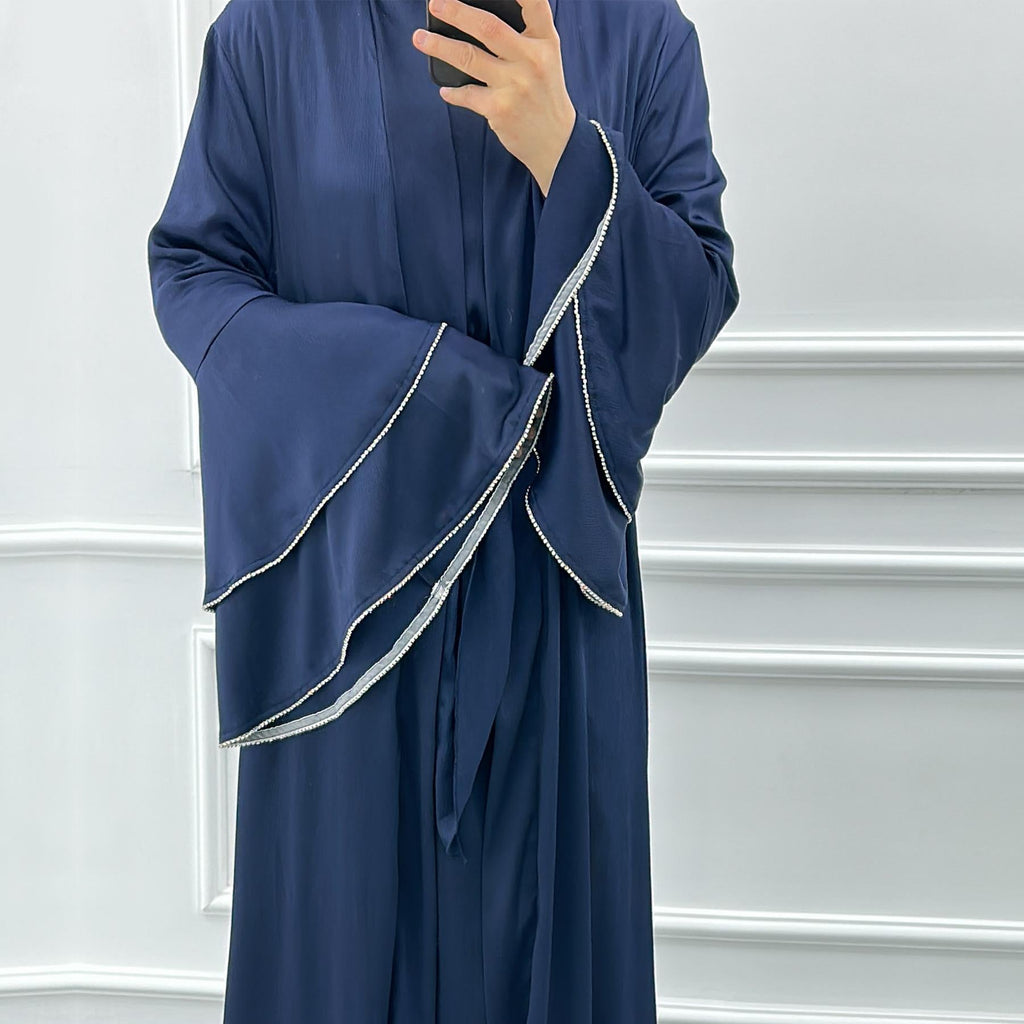 3pcs Set Satin Cardigan+Inner Dress+Special Belt