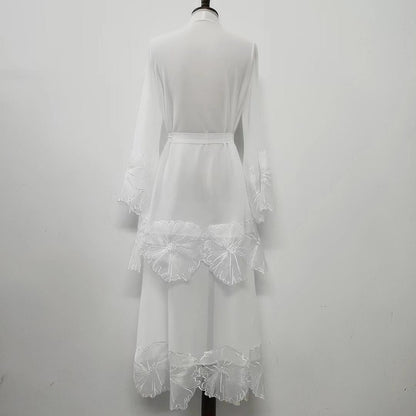 1pcs Lace Embroidery Double-Layer Cardigan