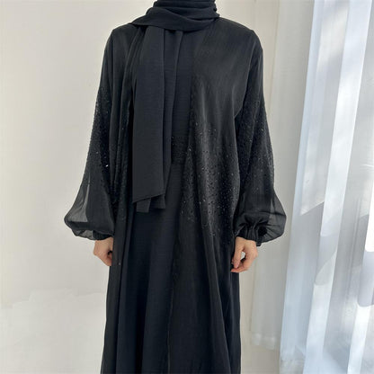 3 Pcs Set Cardigan+Inner Dress+Hijab