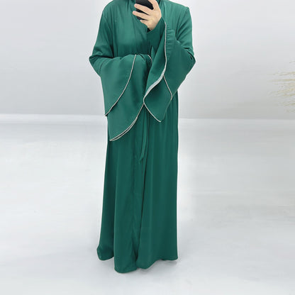 3pcs Set Satin Cardigan+Inner Dress+Special Belt