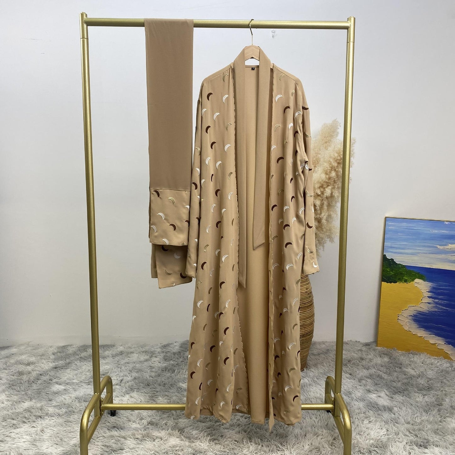 Explosions Heavy Industry Embroidery Cardigan Abaya