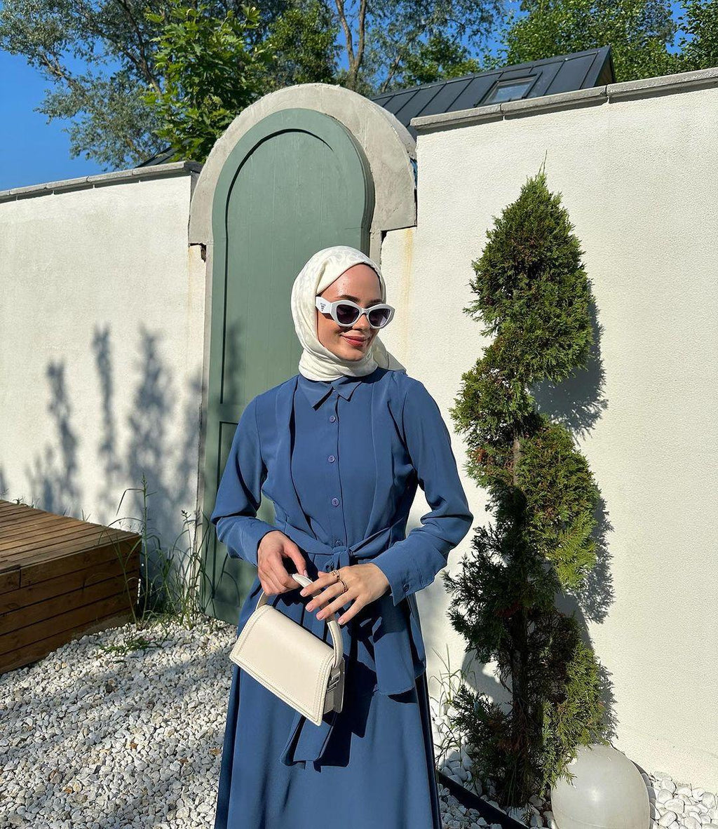 2pcs Set Long Sleeved Lace Up Shirt with Dress