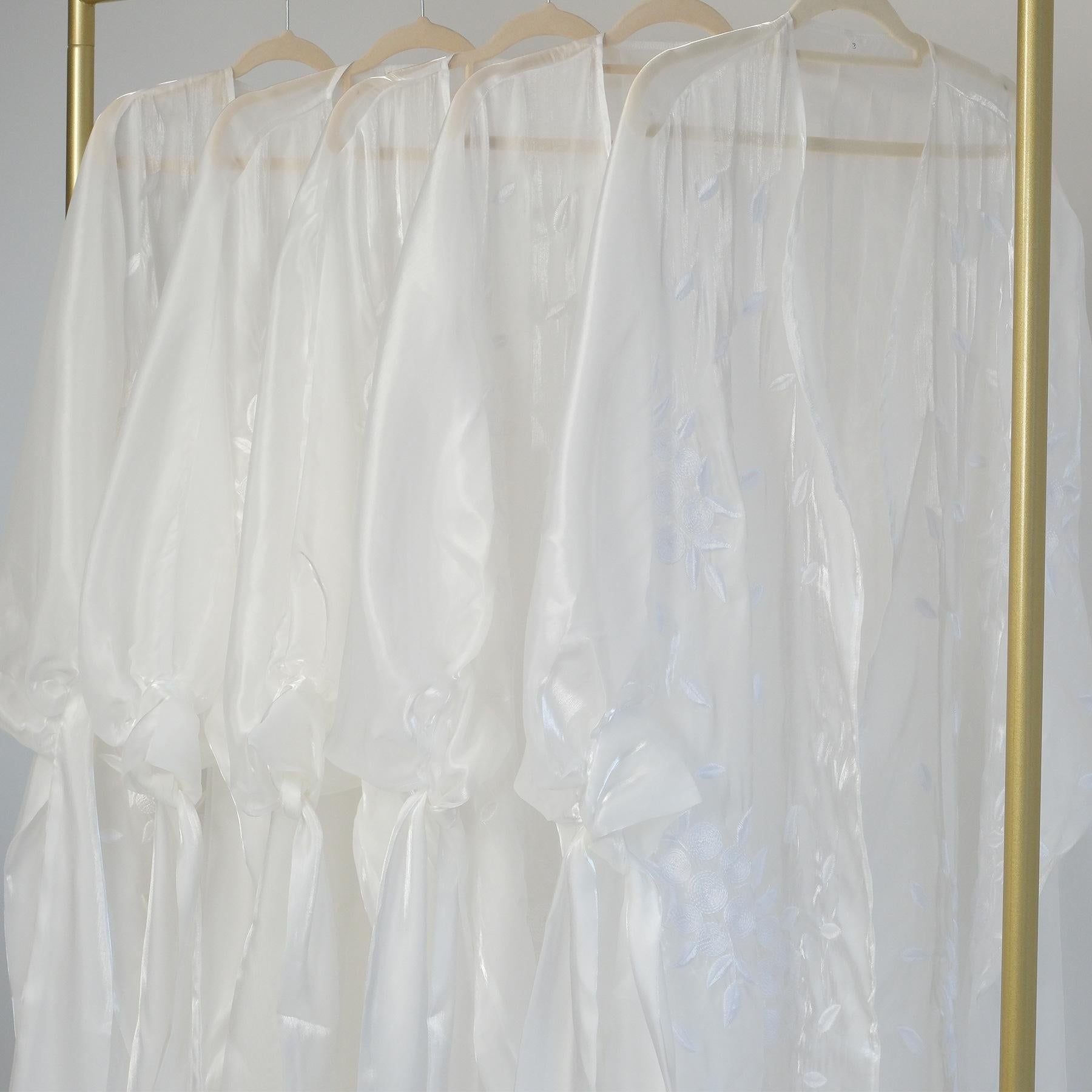 HASASERIES HS1015 1pcs Cardigan Printed Bubble Sleeves Elegant Long Skirt