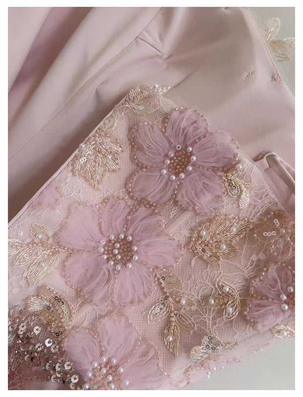 Opala Sleeveless Flowers Diamond Tassels Maxi Dress