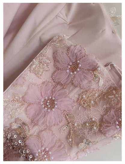 Opala Sleeveless Flowers Diamond Tassels Maxi Dress