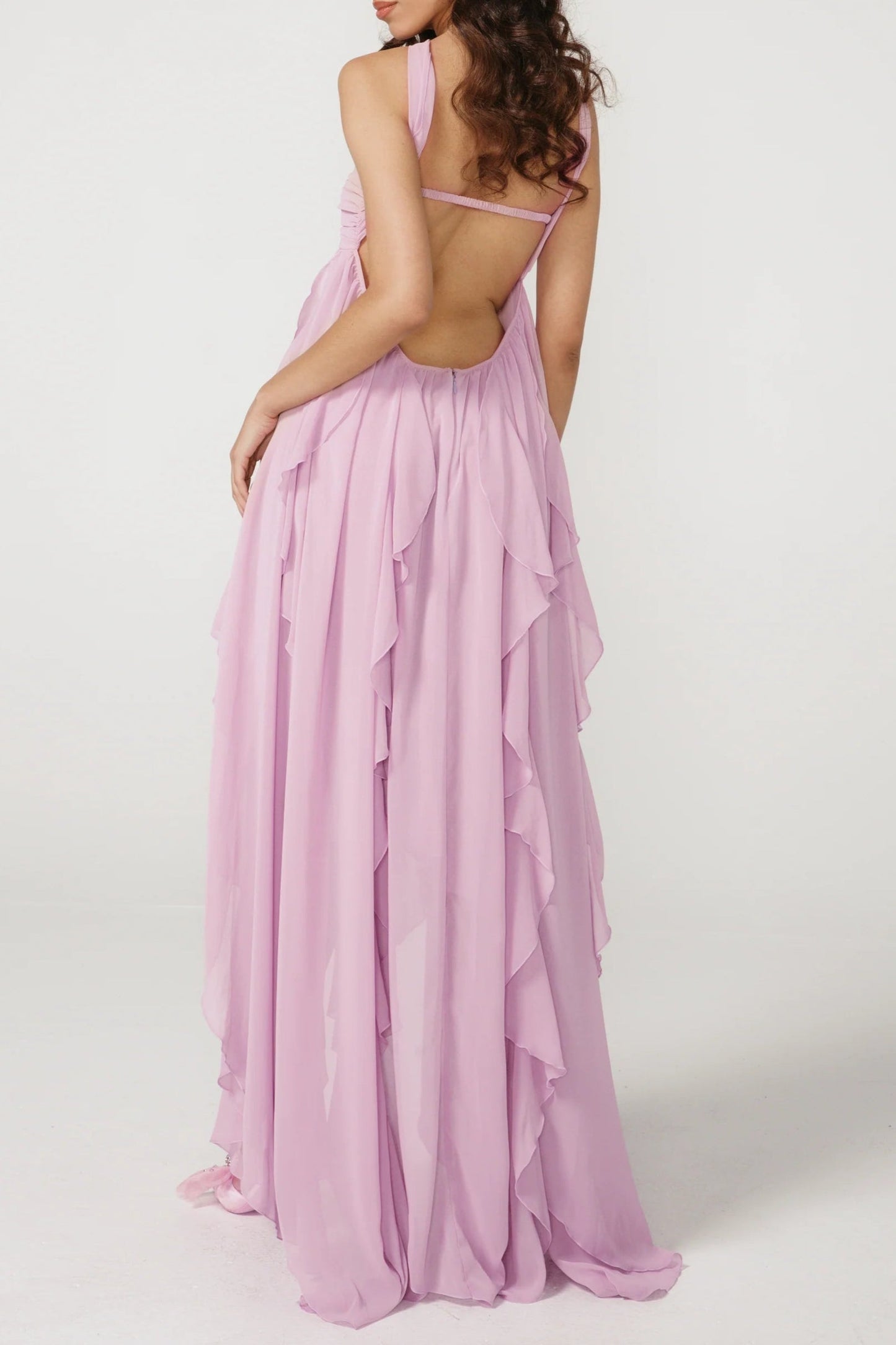 LACE IRREGULAR MAXI DRESS IN Purple