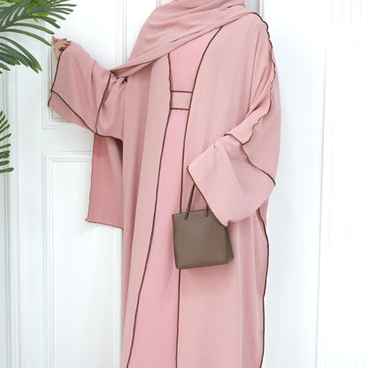 3pcs Set Cardigan+without Sleeves Inner Dress+Hijab