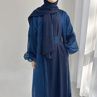 3 Pcs Set Cardigan+Inner Dress+Hijab