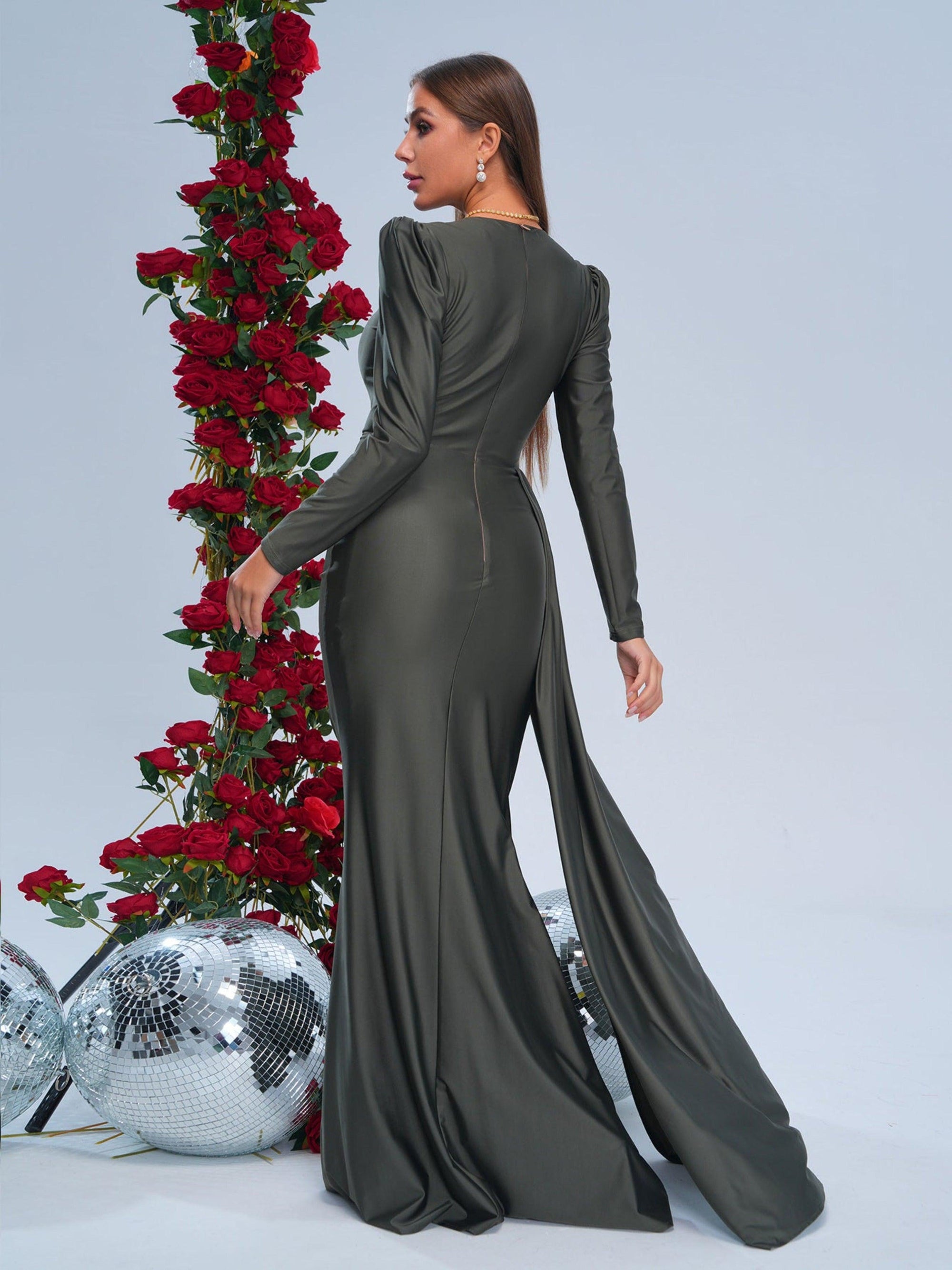 Full Cover Ribbon Green Mermaid Dress