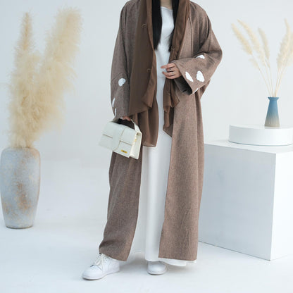 Cloud Embroidered Elegant Cardigan Robe