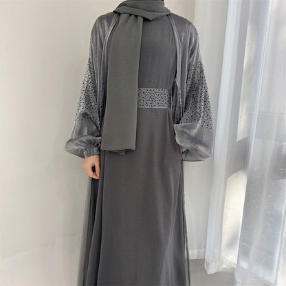 3 Pcs Set Cardigan+Inner Dress+Hijab