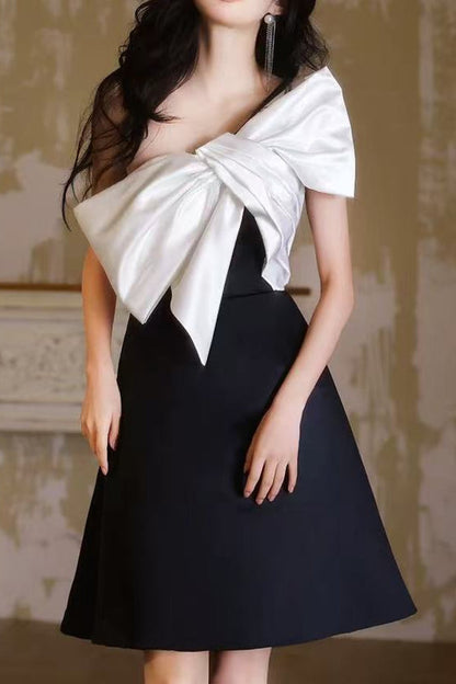 BOW-TIE OFF-SHOULDER MINI DRESS