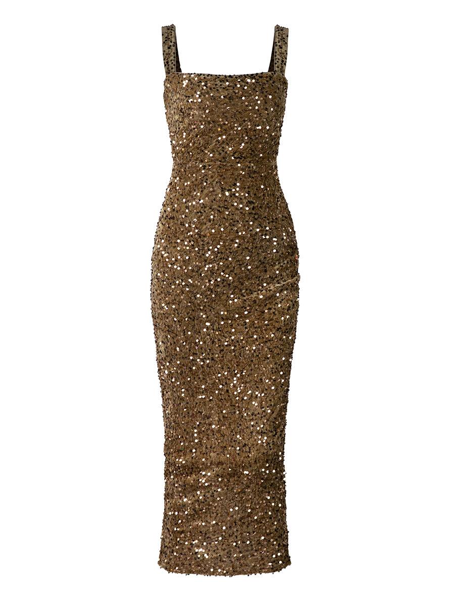 Square Neck Sequin Cocktail Dress