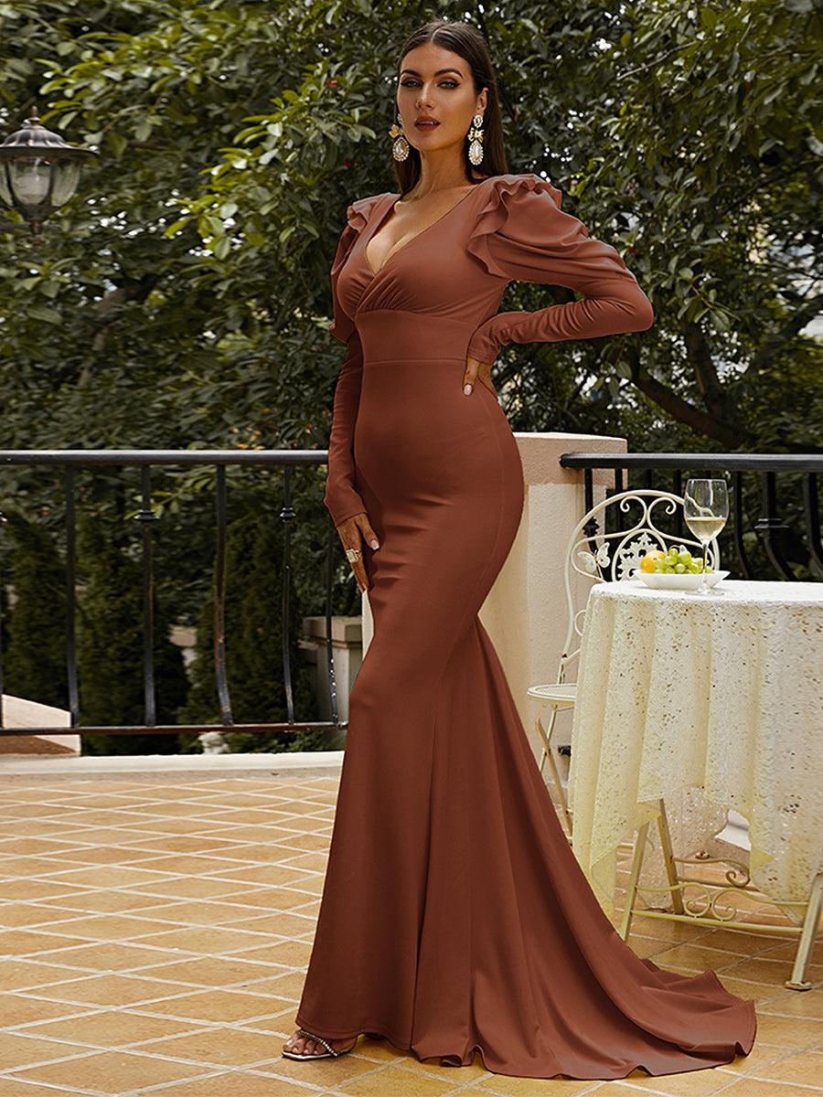 Puff Sleeve Mermaid Maxi Dress