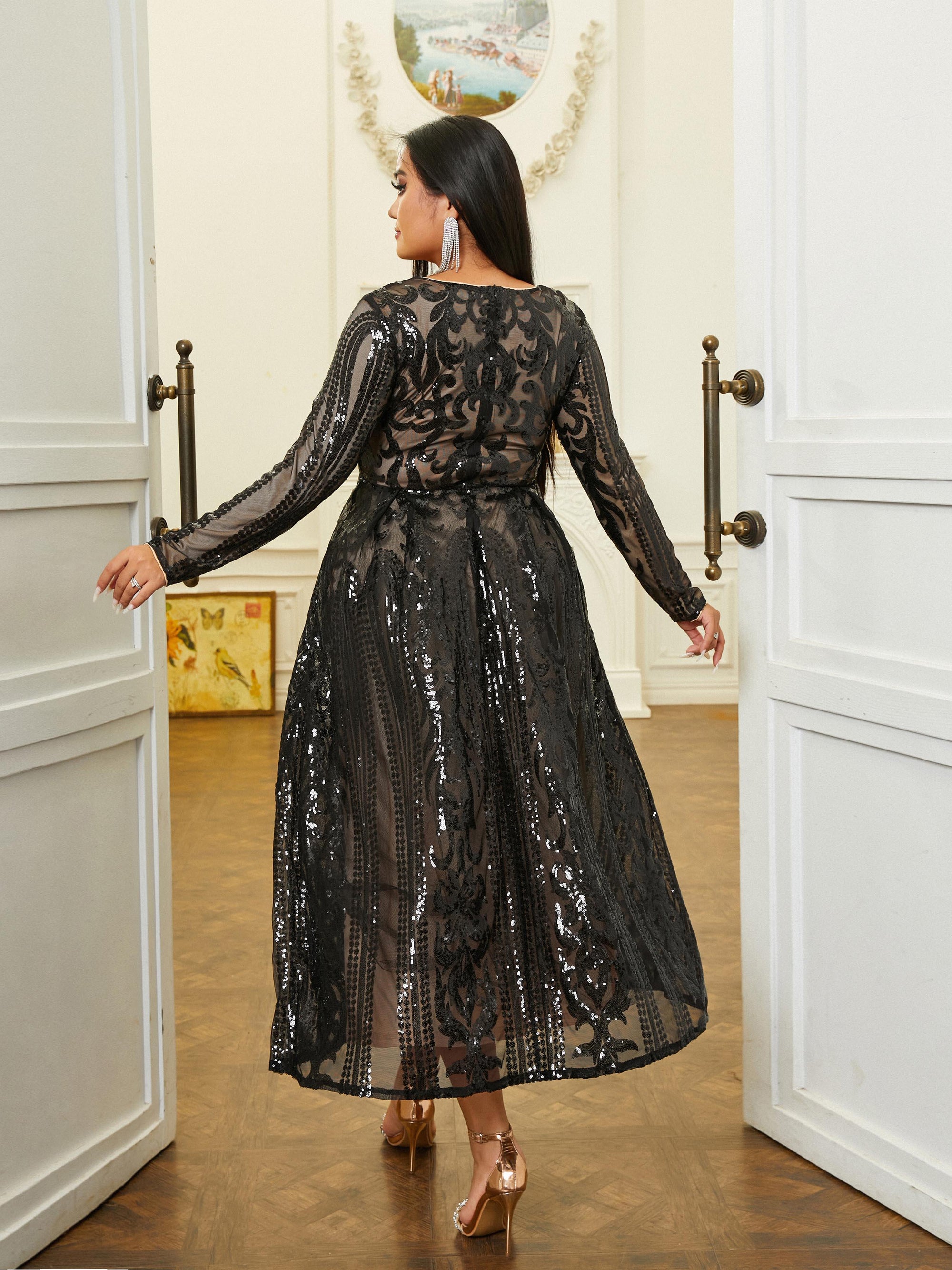 A-Line Tulle Black Midi Dress
