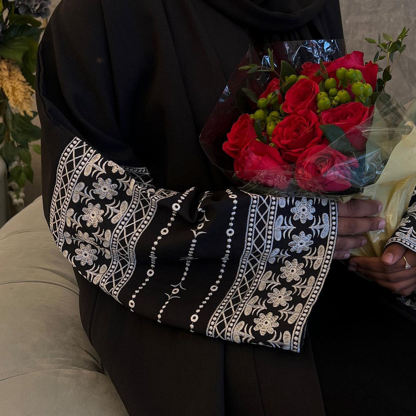 Embroidered Elegant Cardigan Robe