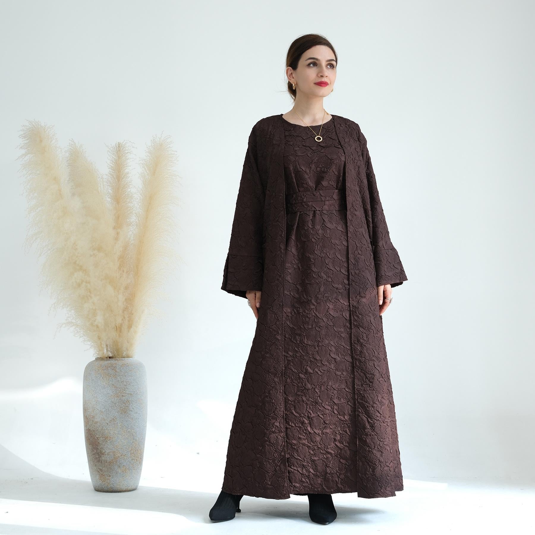 Cardigan with Vest Dress Abaya Robe
