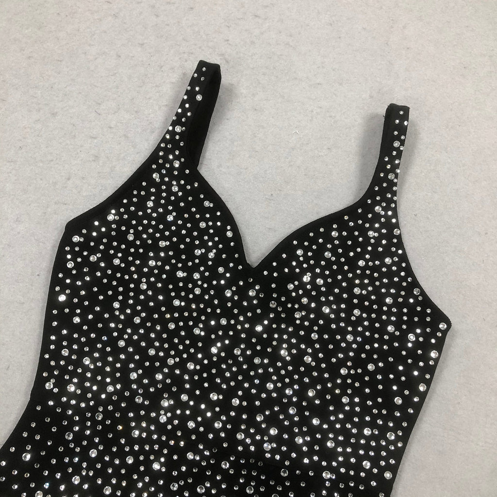 Crystal Velvet Singlet maxi dress in midnight black