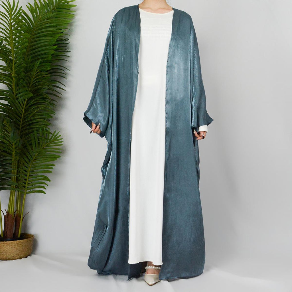 Muslim Fashion Shiny Silk Bat Sleeves Robe
