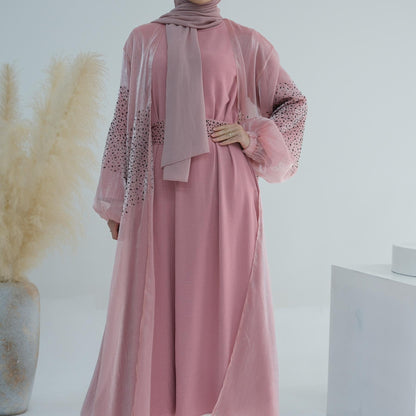 3 Pcs Set Cardigan+Inner Dress+Hijab