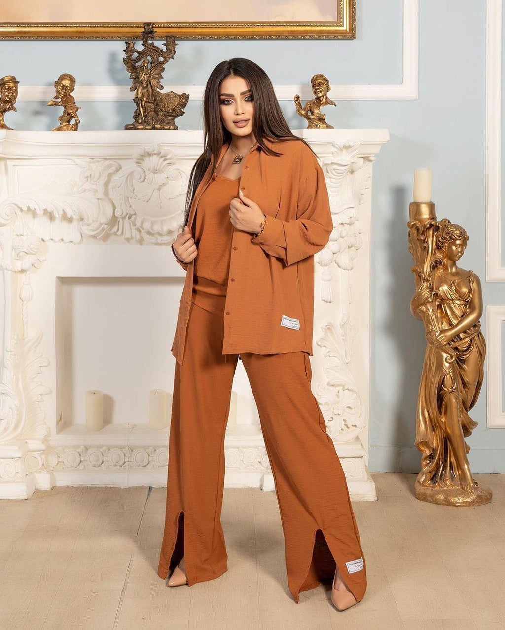 3pcs Set Long Sleeved Shirt Vest and Pants